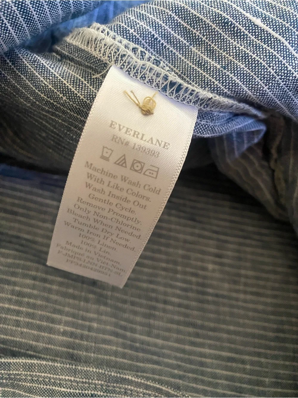 Everlane Linen Jumpsuit Blue and White Stripes with Button front - Size 6